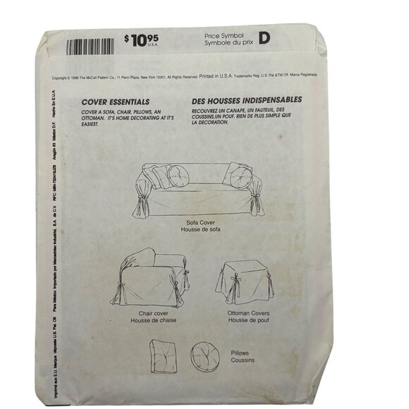 McCalls Home Decorating 9161 Sofa Chair Ottoman Covers & Pillow Patterns - Picture 2 of 2